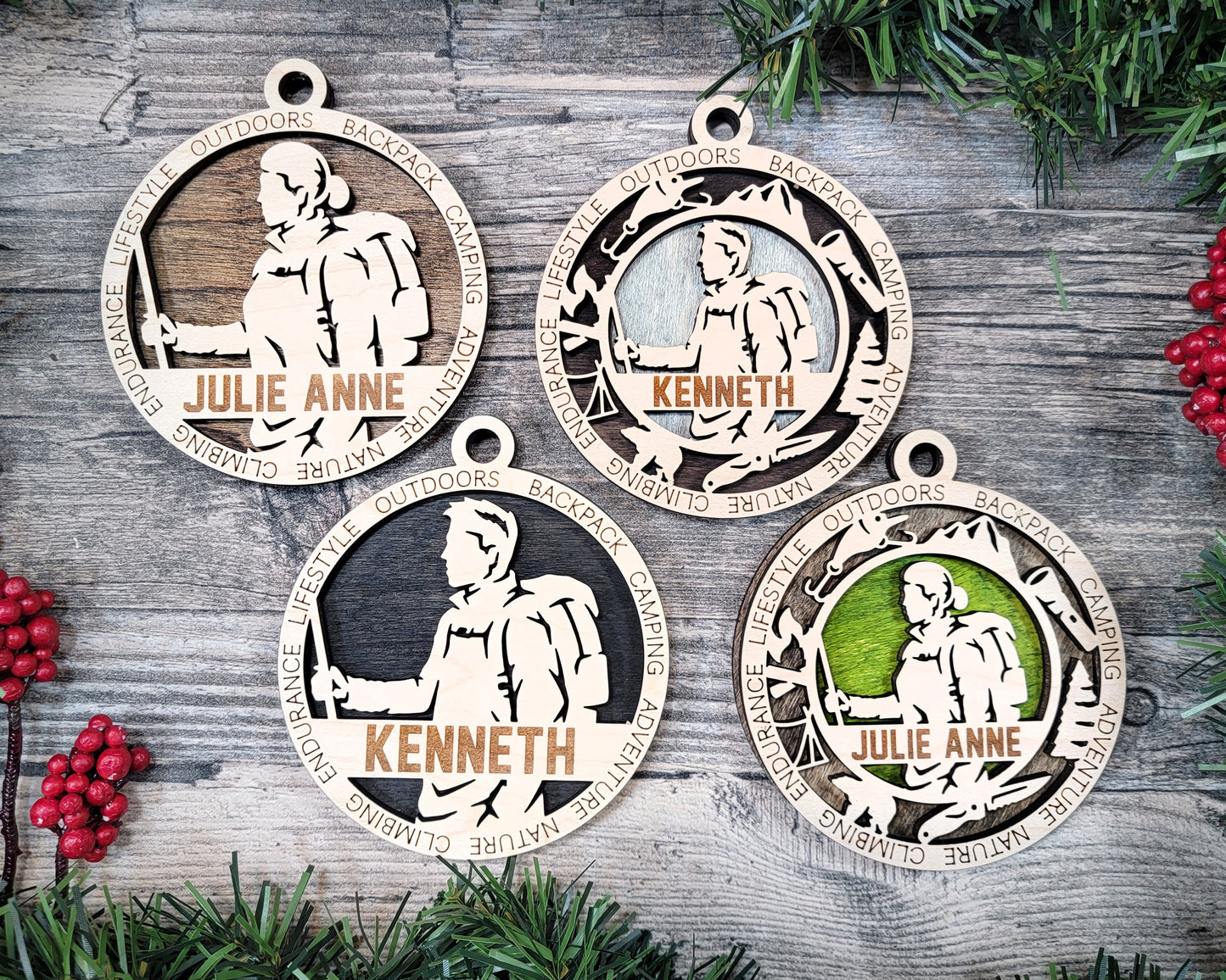 Hiking Personalized Ornament - DubKelCreations