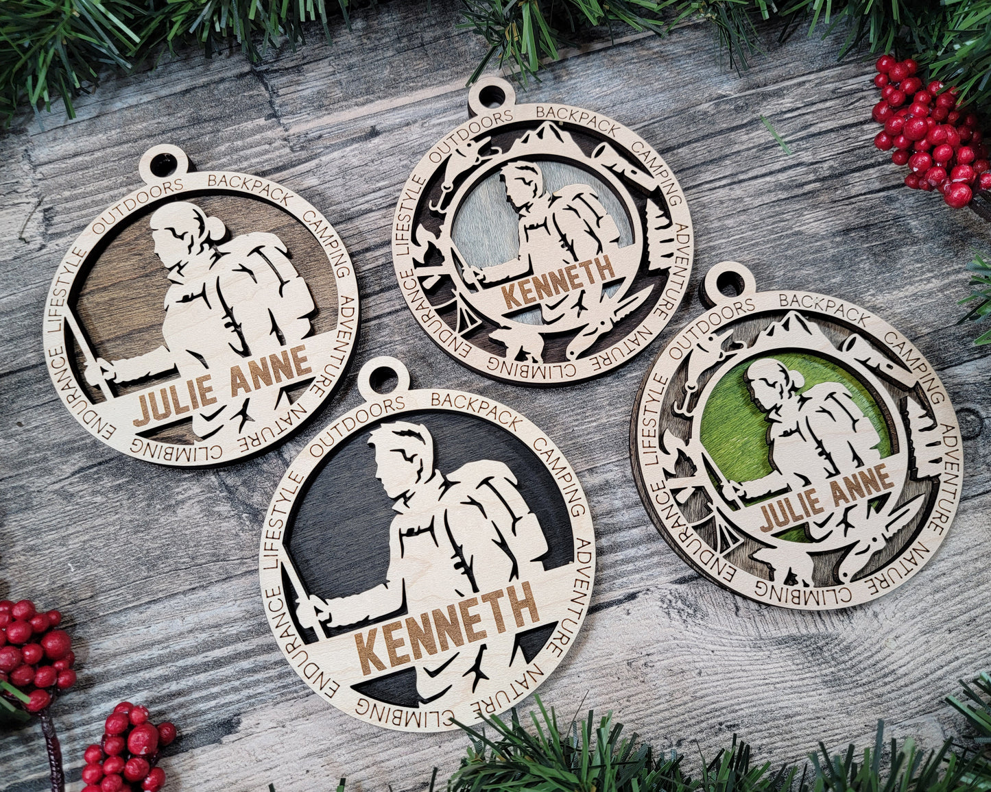 Hiking Personalized Ornament - DubKelCreations