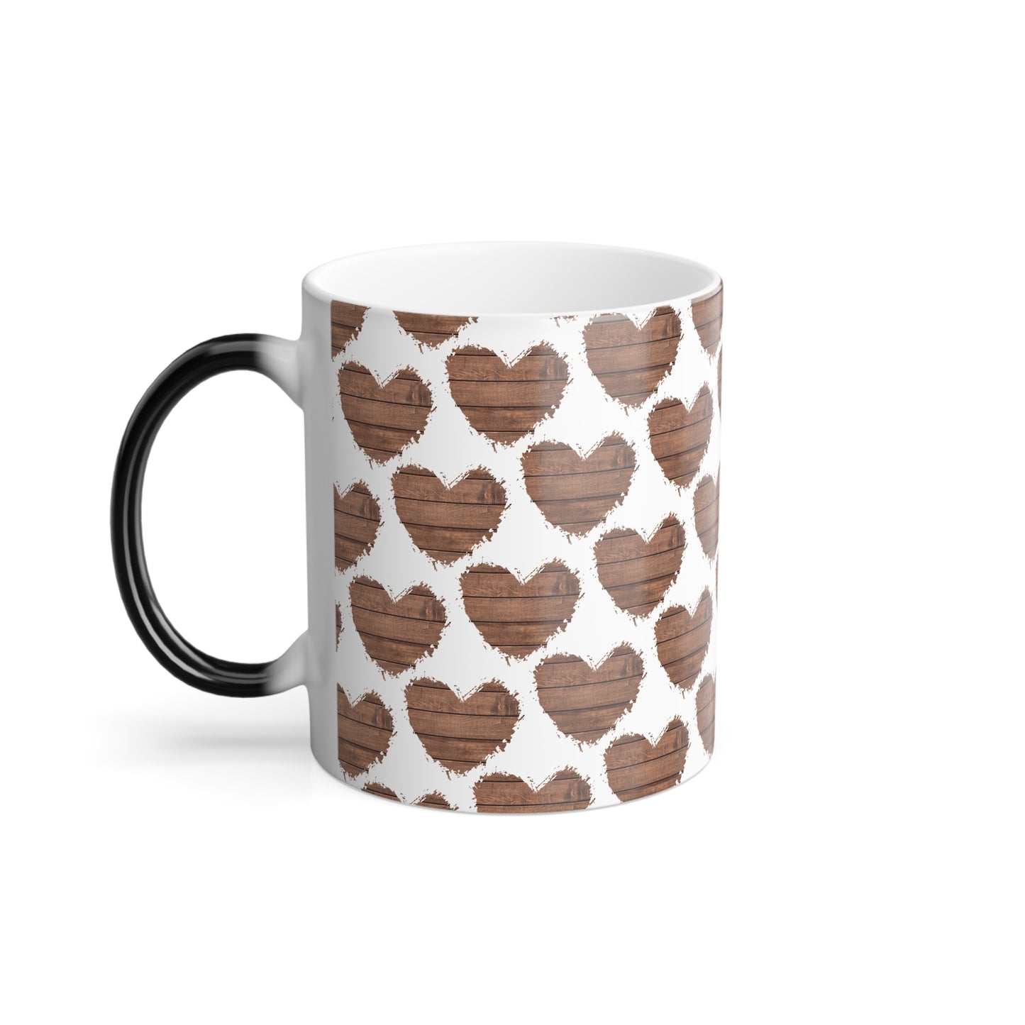 Rustic Heart Mug, Color Changing Coffee Cup, Cute Heart Design - dubkelcreations.com