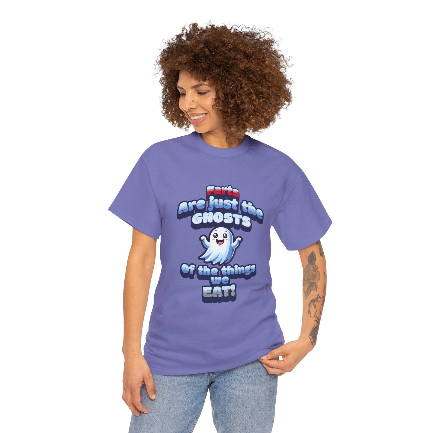 Funny Ghosts Unisex Heavy Cotton Tee - Perfect for Halloween and Casual Wear - dubkelcreations.com