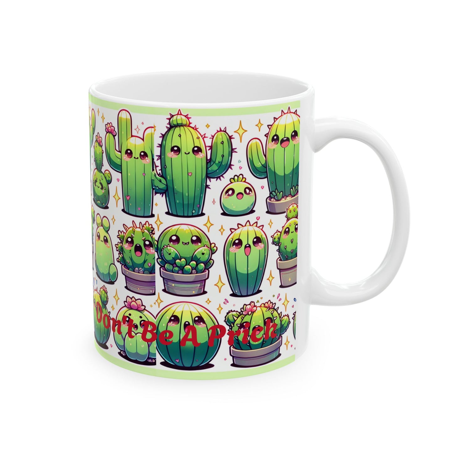 Ceramic Mug, Cute Cacti - Don't be a prick, Succulent Plant Coffee Cup - dubkelcreations.com