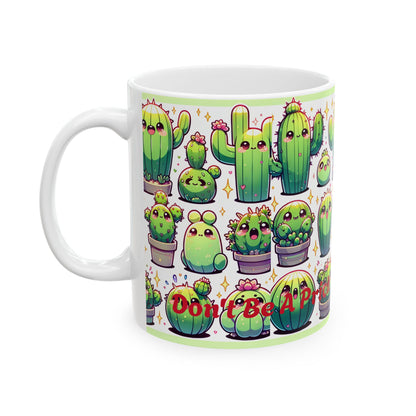 Ceramic Mug, Cute Cacti - Don't be a prick, Succulent Plant Coffee Cup - dubkelcreations.com