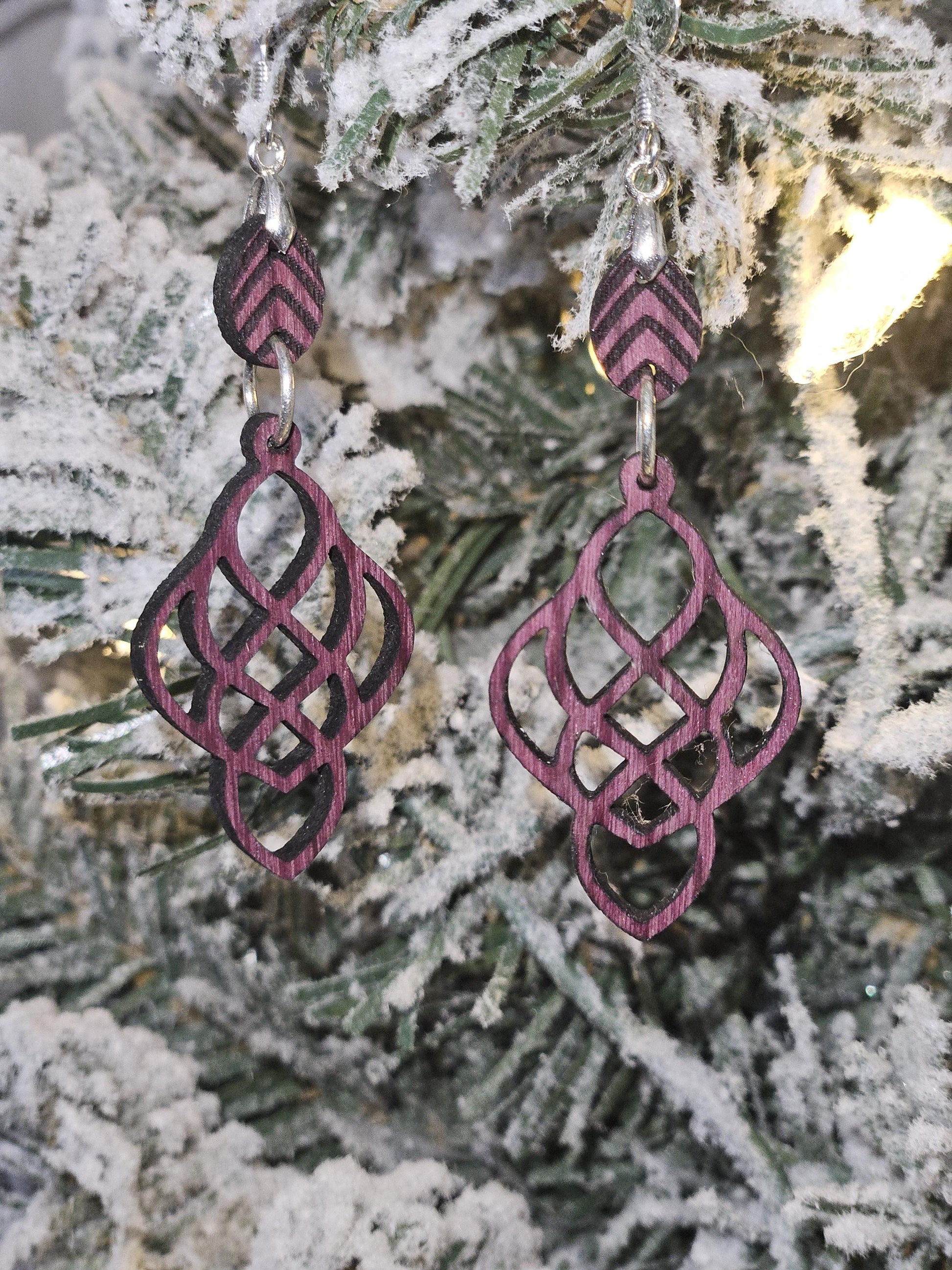 Purpleheart or Padauk Earrings - Rustic Handmade Gift for Her. - DubKelCreations