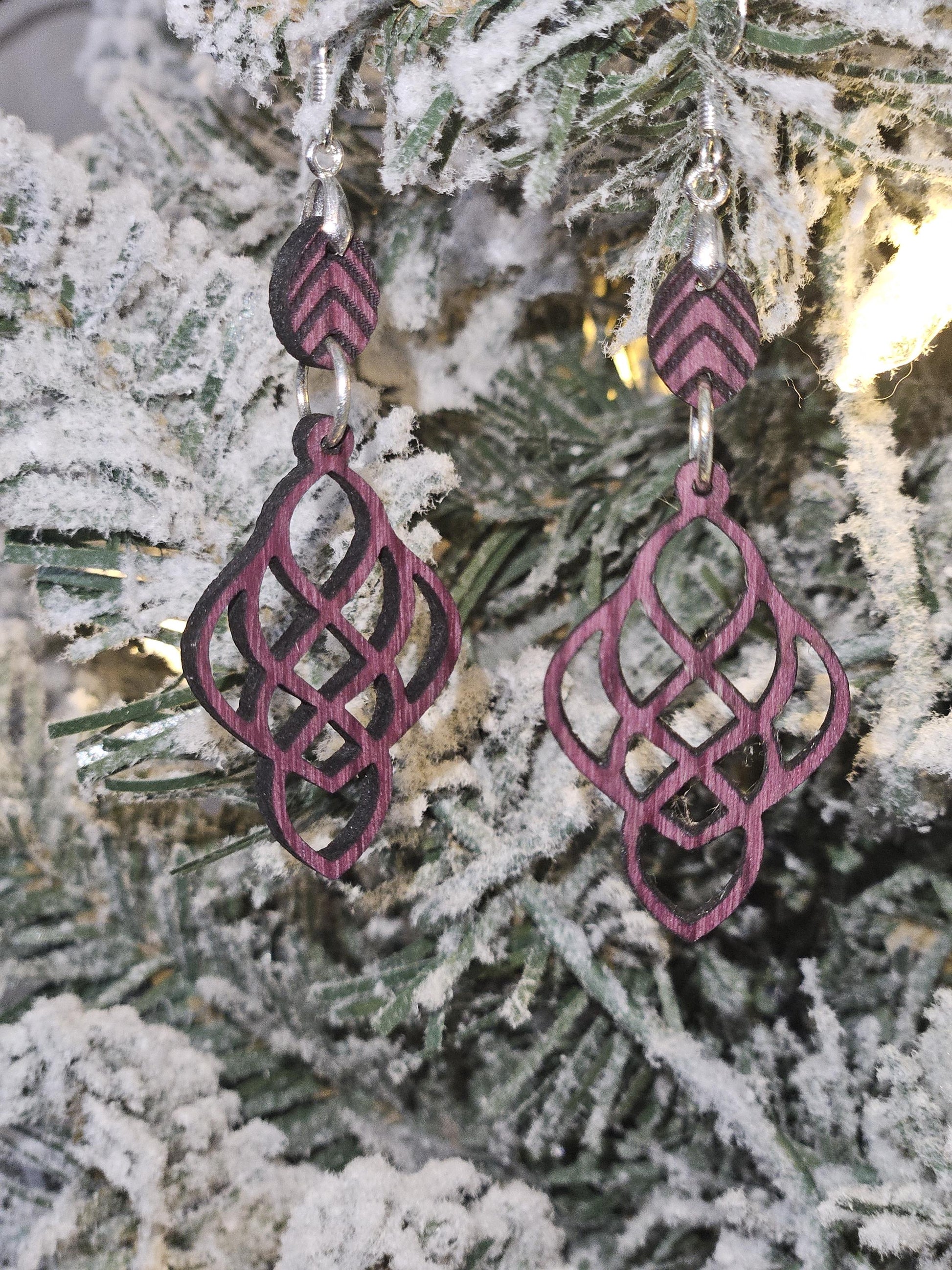 Purpleheart or Padauk Earrings - Rustic Handmade Gift for Her. - DubKelCreations